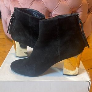 Steve Madden Suede Booties with Gold Block Heel